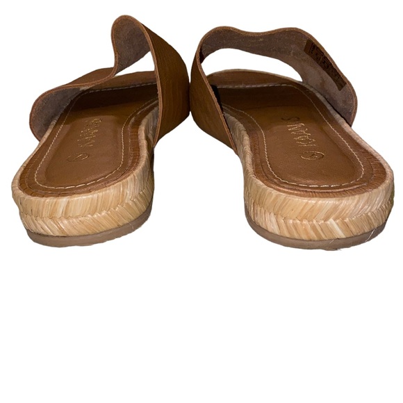 LN Kaanas Tan Embossed Leather Espadrille Slides Sandals - 7 - Picture 9 of 12